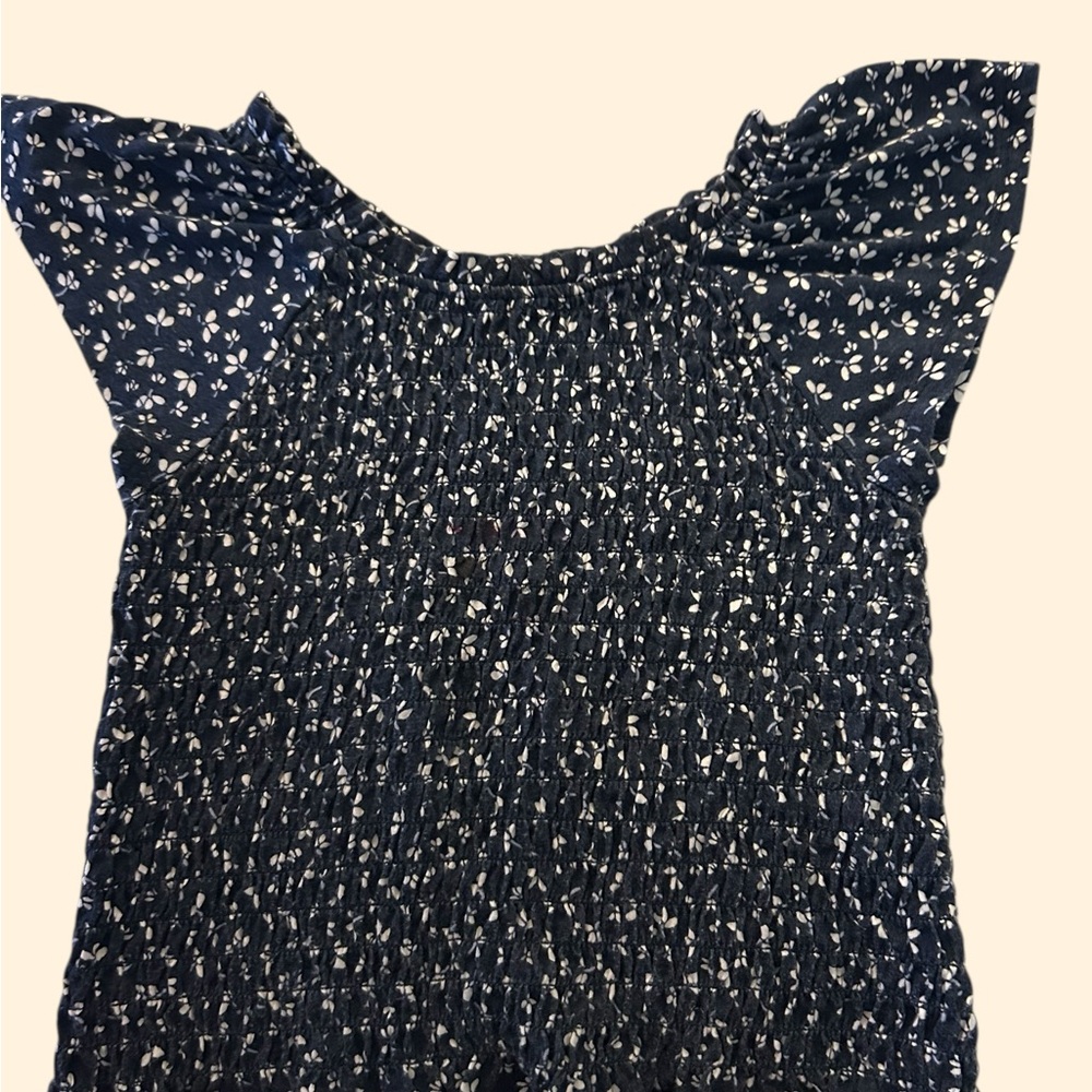 Wonder Nation Black and White Ruffled Flutter Sleeve Blouse